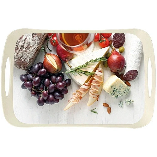 Поднос с декором 41,2*27*5см бежевый