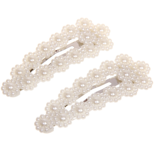 Зажимы для волос 2шт "New collection -Жемчужинки", овал, цвет белый, 8*3см