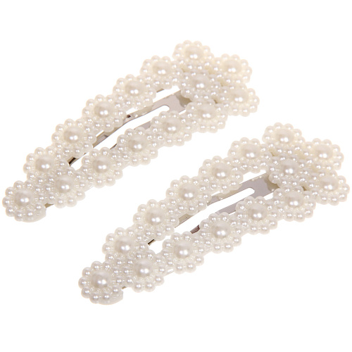 Зажимы для волос 2шт "New collection -Жемчужинки", овал, цвет белый, 8*3см