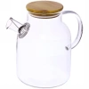 Чайник заварочный стеклянный 1500мл "Хай-Тек" с бамбуковой крышкой