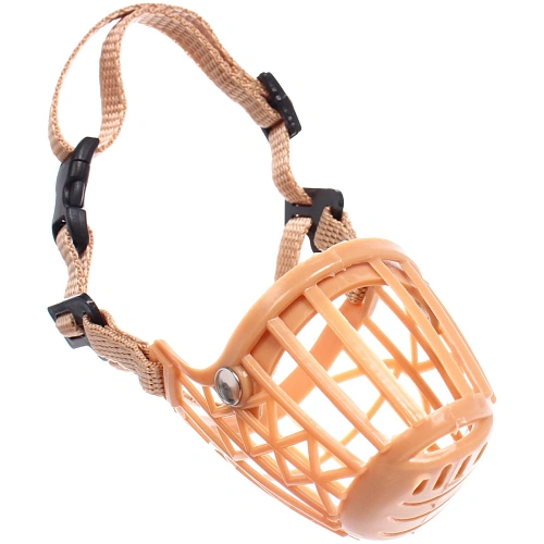 Намордник гуманный из гибкого пластика Мой Бро, цвет светло - бежевый, №2 (лейбл)_4