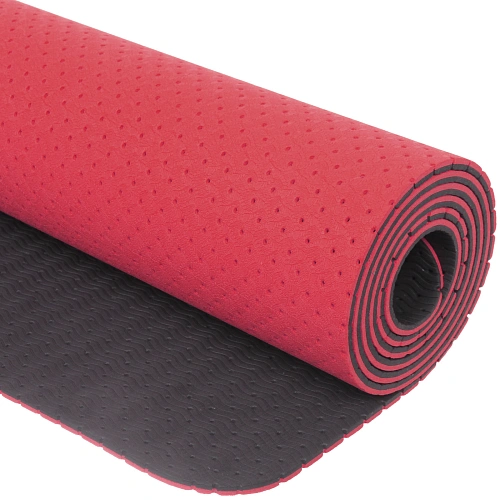 Коврик для йоги 6 мм 183х61 см Sports time перфорированный (ТРЕ), розовыйсерый_7