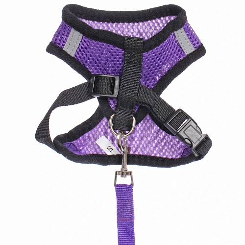 Шлейка с поводком 118см Sweet puppy размер S, цвет фиолетовый_5