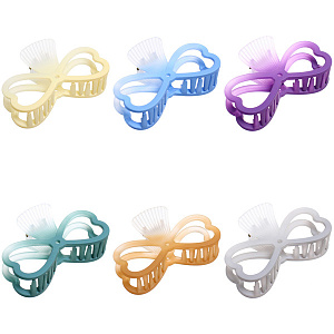 Заколка-краб для волос "Мон Ляруш", бантик, микс 6 цветов, 9,5см (Блистер)