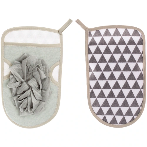 Мочалка - варежка с нейлоном "Premium - Paradise", цвет серый, 23*14см  (ZIP пакет)