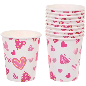 Стакан бумажный 0,2л в наборе 10 шт "Сердечки"