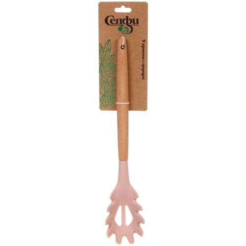 Ложка кухонная для спагетти силиконовая "CooKstyle"  розовая 31,7*6см