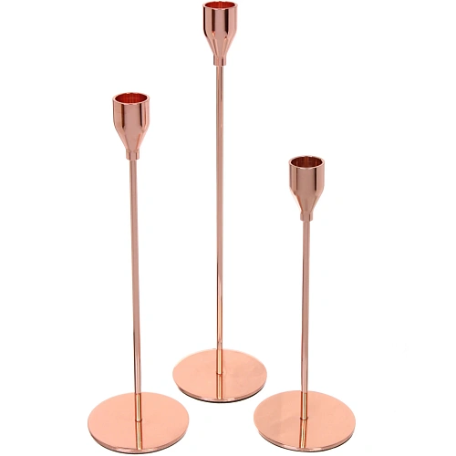 Подсвечники SUNSHINE 22 2732 см (набор 3 шт), Розовое золото_2
