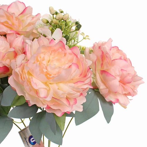 Искусственные цветы Пионовое наслаждение 46см 5 цветков розовые_5