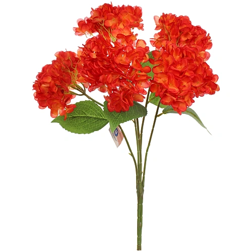 Искусственные цветы Гортензия  48см 5 цветков красные_4