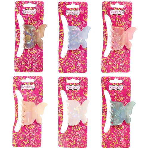 Заколка-краб для волос  ЭЙФОРИЯ ФЛО, пинто, микс 6 цветов, 4,7см (блистер Кокетка)_13