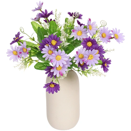 Искусственные цветы Ромашки 29см 28 цветков сиреневые_5