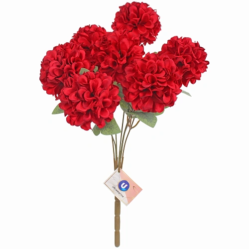 Искусственные цветы Букет гортензий 41см 7 цветков красные_4