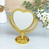 Зеркало настольное в пластиковой оправе "Версаль - Сердце", цвет золото, двухстороннее, с увеличением, 21см 