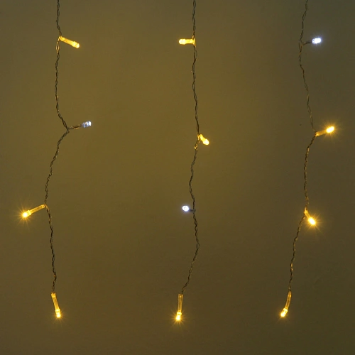 Гирлянда для дома БАХРОМА Мерцание ш1,5м в40 см 48 ламп LED, прозрачн провод, авторежим, IP-20, Теплый белый (белое мерцание)_3