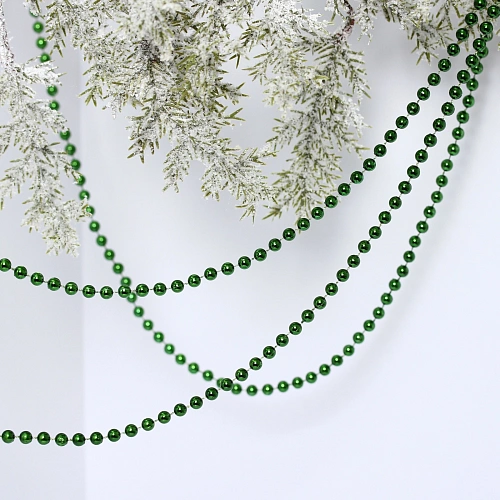 Бусы на елку 2,7м "Шарик" d-6мм, изумруд (pvc коробка)