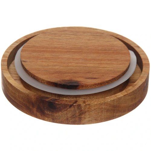 Банка для продуктов стеклянная 1000мл Bella cucina с крышкой из акации 920см_4