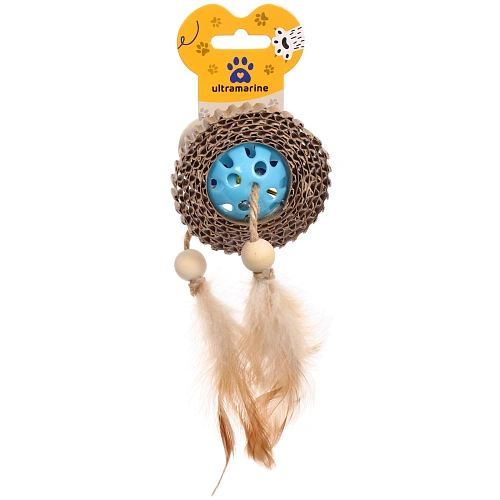 Игрушка - когтеточка ЦапЦап, шарик с бубенчиком, цвет синий, 71,5см _3
