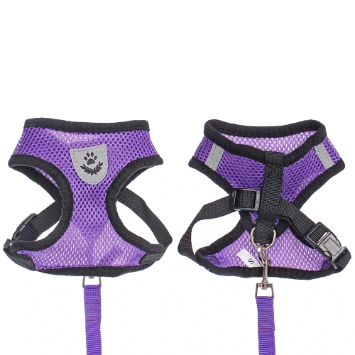 Шлейка с поводком 118см Sweet puppy размер S, цвет фиолетовый_3