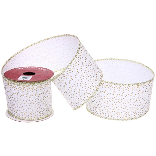 Лента для декорирования "Алмазная россыпь " 6,3 см, 2,7 м, Белый/шампань