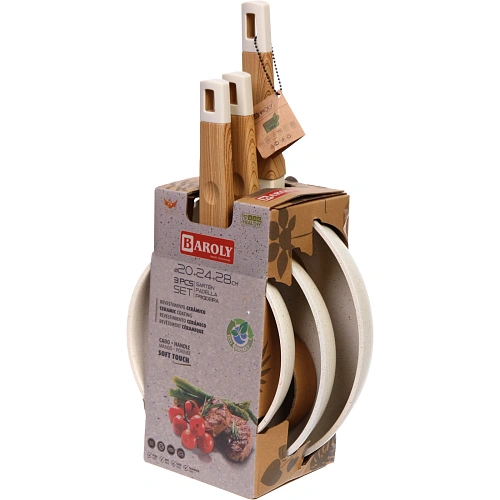 Сковорода BAROLY в наборе 3шт (20см, 24см,28см), индукция, бакелитовая ручка_9