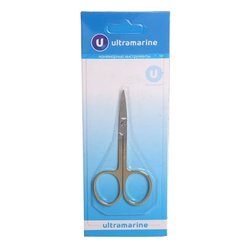 Ножницы маникюрные на блистере "Ultramarine", овальные кольца, классические, ручки цвет золото 8см