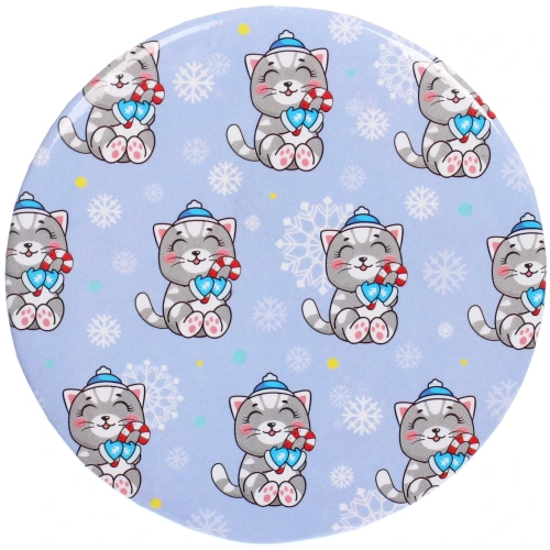 Зеркало косметическое круглое "КОЛЛЕКЦИЯ МАРЦИПАН", новогодние котики, d-7,5см (пакет с подвесом)