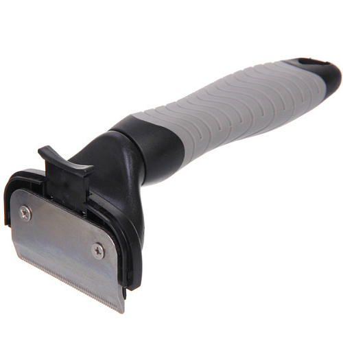 Расческа - фурминатор с кнопкой самоочистки для животных ПРЕМИУМ - МОЙ БРО, прорезиненная ручка, цвет серыйчерный, 7,816см _4