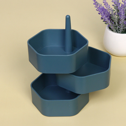 Органайзер для хранения МАРЦИПАН, цвет морская волна, три отделения, 13920747 (упаковка коробка)_3