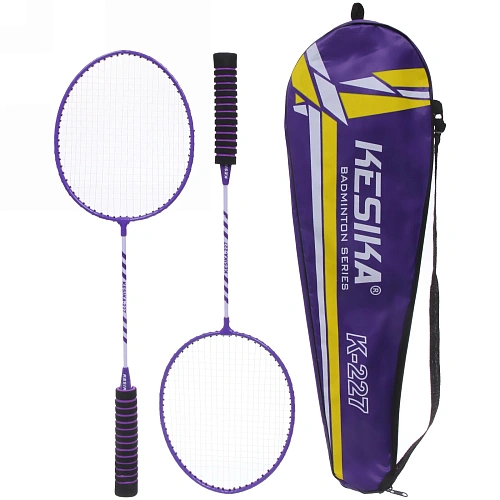 Бадминтон в наборе K-227, 3 предмета: 2 металлические ракетки 65 см, чехол (фиолетовый)