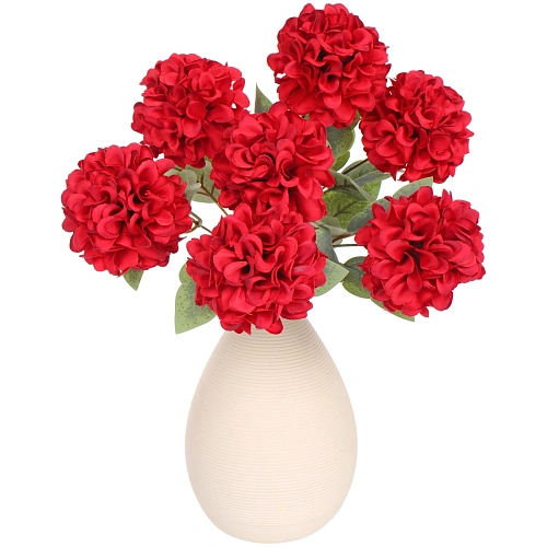 Искусственные цветы Букет гортензий 41см 7 цветков красные_6