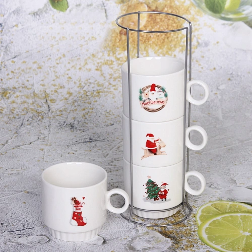 Набор кружек на стойке 280мл Новогодний микс_3