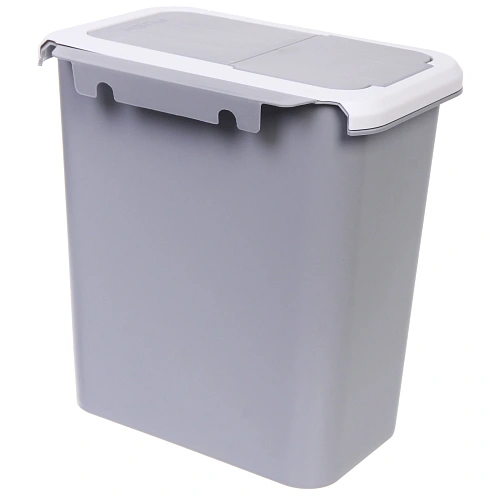 Корзина для мусора подвесная 27х19х28 серая с крышкой_6