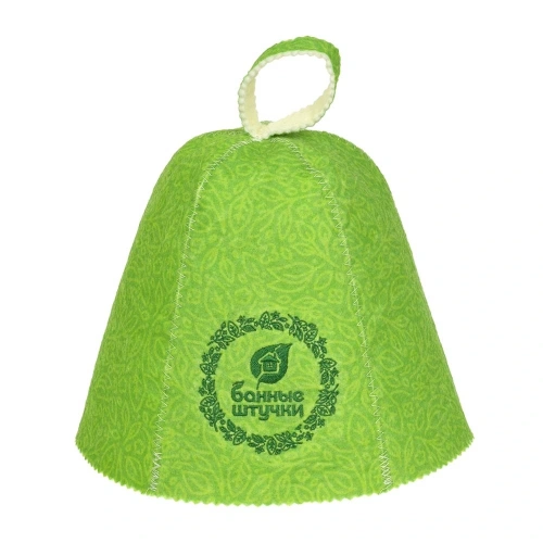 Шапка банная классическая с вышевкой "Банные штучки", цвет зеленый, (без упаковки)