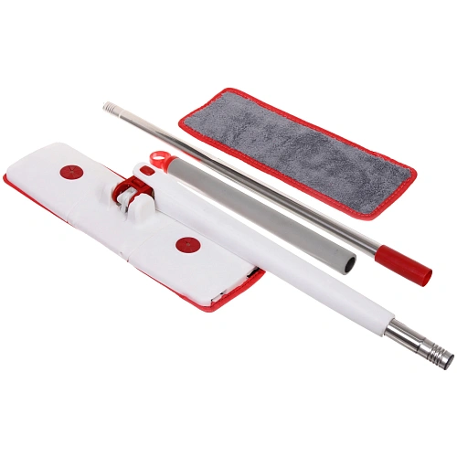 Швабра с отжимом, ручка 125 см цвет белый в комплекте две насадки_10