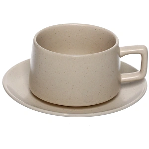 Чайная пара керамическая 250мл "Perfetto", бежевая