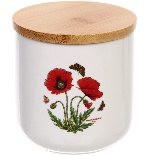 Банка для хранения керамическая "Цветочная грация" 260мл с бамбуковой крышкой