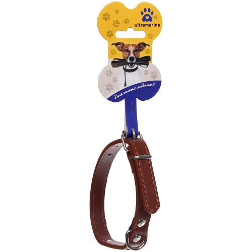 Ошейник для собак из искусственной кожи "Стильный БРО", цвет коричневый, 1,5*37см (бирка)