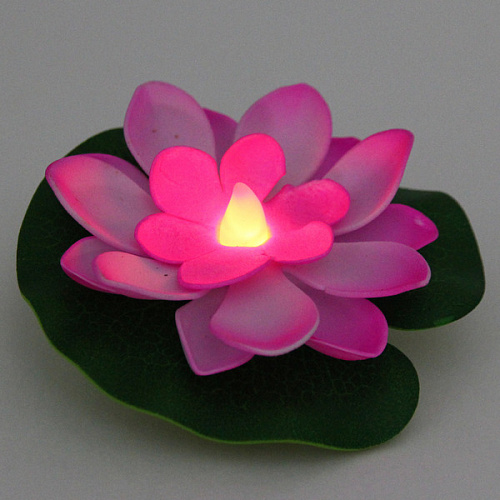 Растение водоплавающее Кувшинка d-10см с подсветкой от контакта с водой, розовый_6