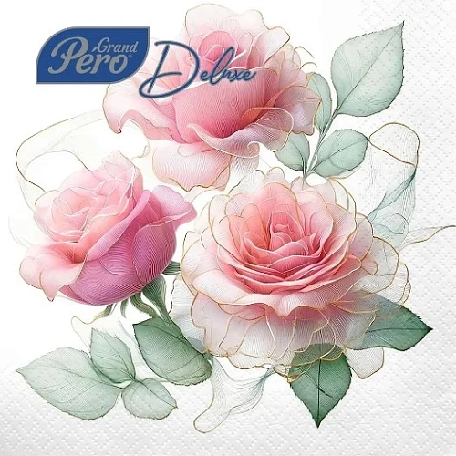 Салфетки бумажные 33*33 GrandPero Deluxe Гармония, 3сл., 20шт