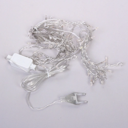 Гирлянда для дома БАХРОМА Мерцание ш1,5м в3050 см 48 ламп LED, прозрачнпров, авторежим, IP-20, Теплый белыйБелое мерцание_3