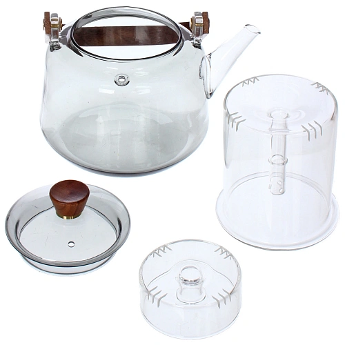 Чайник заварочный стеклянный 1000мл Хай-Тек с двойным ситом_8