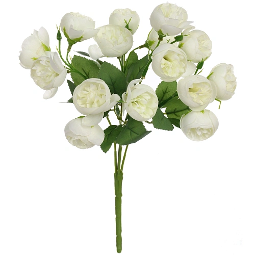 Искусственные цветы Розочки 30см 15 цветков белые_3