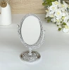 Зеркало настольное в пластиковой оправе "Версаль - Овал", цвет серебро, двухстороннее, 20.5см