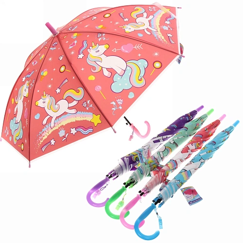 Зонт детский полуавтомат "Ultramarine - Единорожек на луне", 8 спиц, d-85см, длина в слож. виде 68см 
