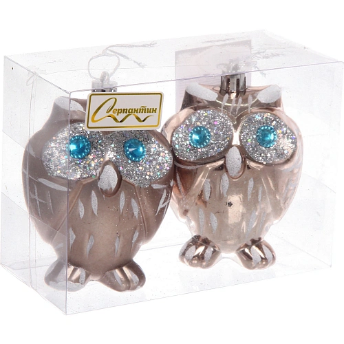 Елочные игрушки Brilliant Owl 8 см (набор 2 шт), Шампань_5
