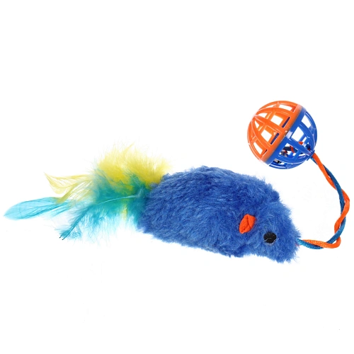 Игрушка - мышка для кошек ЦЕПКИЕ ЛАПКИ, с бубенчиком, цвет синий, 73535см_4