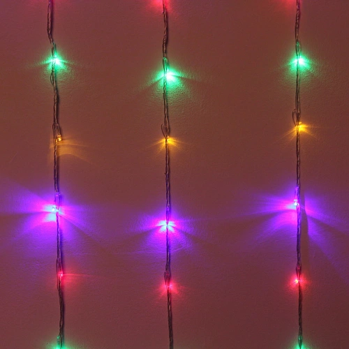 Гирлянда для дома ЗАНАВЕС Водопад ш1,5 в2,5 м 240 ламп LED, прозрачпров, 8 реж, IP-20, Мультицвет (возможность соединения)_3