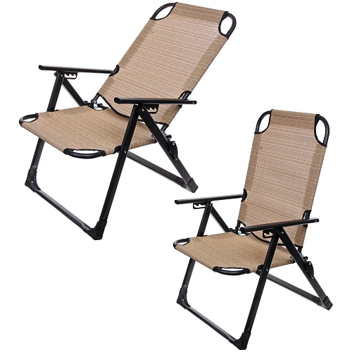 Кресло складное с подлокотниками Люкс, 6264100 см, беж+серый,3 положения_2