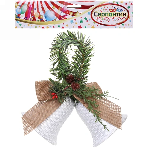 Украшение новогодние Зимний колокольчик 191013 см, серебро_5